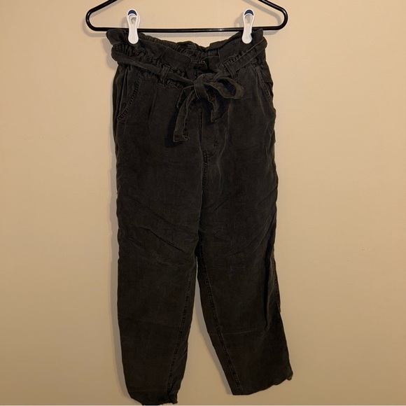 Aerie Faded Black Paperbag Tie Waist Pants - Picture 3 of 7